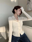 Nukty Knitted Sweater with a Suit Collar for Women Wearing Long Sleeves as a Base Sweater as an Inner Layer Trendy Top