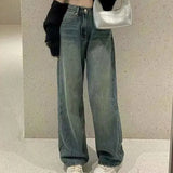 Nukty Vintage Wide Leg Cargo Jeans Women Autumn High Waist Bagge Pants Woman Y2K Streetwear Loose Denim Trousers Female