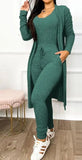 Nukty FALL OUTFIS Two Piece Set Women Outfit Spring Fashion Drawstring Pocket Design U-Neck Sleeveless Skinny Jumpsuit & Long Sleeve Coat Set