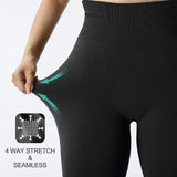 Nukty  Knitted Seamless Fitness Leggings GYM Pants Women High Waist Push Up Leggings  Tight Peach Buttocks Yoga Pants