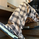 Nukty Green Plaid Pants Men Harajuku Winter Wide Leg Checked Trousers Male Oversize Big Size Casual Sweatpants Streetwear 8XL