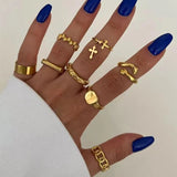 Nukty 4pcs/set Punk Metal Anillos Round Rings Set Gold Color Open Rings for Women Fashion Finger Accessories Jewelry for Women Ring