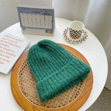Nukty Winter Unisex Wool Hat Loose Big Head Circumference Knitted Hats Women's Korean Warm Oversized Skullies Beanies Christmas Gift