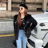 Nukty Autumn Winter Women's Lamb Wool Jacket Korean Style Streetwear O-Neck Faux Fur Coat Woman Warm Thick Furry Fluffy Coat