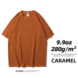 Nukty 280gsm High Qualtity Oversized Heavy T-shirt for Men Short Sleeve Tee Cotton Solid Color Trend Leisure Green White Black