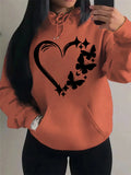 Nukty Combination Of Love And Butterfly  Pattern Hoody Women Hip Hop Street Hoodies Trendy Pocket Clothes Vintage Multicolor Hoodie