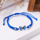 Nukty New Simple Handmade Braided String Bracelet For Women Blue Butterfly Adjustable Charm Bracelet Girls Fashion Jewelry Party Gift Valentines Day