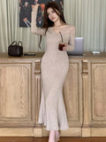 Nukty Autumn Lace Patchwork Womens Dresses Elegant V-Neck Bodycon Evening Party Mermaid Dress Slim Waist Midi Vestidos Female Clothing
