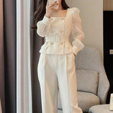 Nukty Pant Summer Set of Two Fashion Pieces for Women Luxury Women's Sets Sexy Trouser 2 Piece Outfits Pants Elegant Blazer Suit