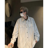 Nukty Corduroy Printed Work Shirts Men's Single Breasted Casual Jacket Coats Men Korean Fashion Cityboy Long-sleeve Simple Shirt