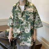 Nukty Shirts Men Retro Handsome Hawaiian Stylish Breathable Baggy Casual  Hip Hop Streetwear Popular Summer Рубашки Clothing