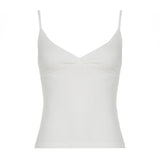 Nukty Sexy Low Neck Crop Top y2k Aesthetic Sleeveless White Tank Tops Women Basic Casual Solid Tee Vintage Sexy Camisole Summer