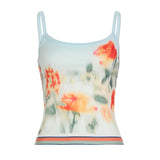 Nukty Summer Casual Skinny Knitted Crop Top Women Holiday Style Floral Print Sleeveless Strap Tops y2k Aesthetic Tee Streetwear