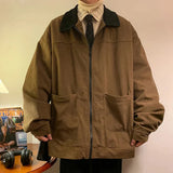 Nukty American Style Vintage 2024 Men Bomber Jacket Windbreakers Zipper Coats Autumn Loose Cargo Outwear