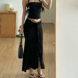 Nukty Women Elegant Solid Ruffles Skinny Skirt Sexy Ruched Bandage Casual High-waist Skirts Summer Office Street Short Dress