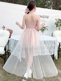 Nukty Sweet Fairy Mini Dress for Women Korean Spaghetti Strap Strapless Sleeveless Princess Party Dresses Femme Solid A-line Vestidos