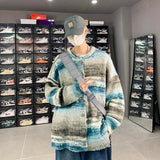 Nukty Striped Cardigan Sweater Men Korean Knitted Sweater Pullover Harajuku Hip Hop Streetwear Loose Knitwear Coat Male Clothes