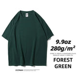 Nukty 280gsm High Qualtity Oversized Heavy T-shirt for Men Short Sleeve Tee Cotton Solid Color Trend Leisure Green White Black