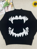 Nukty Y2K Retro Sweater In Autumn And Winter Y2K Teeth Marks Pattern Sweater Winter Harajuku Sweater Unisex Aesthetic Clothes
