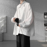Nukty Men's Luxury Chic Texture Shirt Vintage Casual Drapped Solid Color Button-down Long Sleeve Shirts for Men All-match Clothing