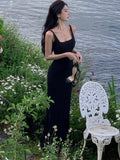 Nukty Sexy Black Backless Mermaid Dresses for Women Elegant Slash Neck Sleeveless Bodycon Evening Party Dress Summer Slim Vestidos New