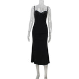 Nukty Women's New Fashionable and Elegant Sleeveless Strap with sequins Splicing Waist cinching and slimming Dress