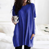 Nukty Women‘s Long Sleeve Pocket Tunic Tops Blouse Ladies Casual Loose Jumper Pullover Plus Size Clothing For Female