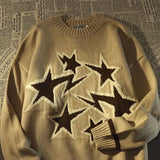 Nukty Autumn and Winter Sweater Men Women American Style Star Print Loose Knitted Pullover High Street Harajuku Oversize Tops Y2K New