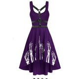 Nukty Gothic Black Dress Sexy Skirt For Women Halloween Costumes Horrible Christmas Carnival Easter Terrible Skull Bones Clothing Red