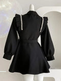 Nukty Korean Black Blazer Dresses for Women Fashion Elegant Chic Double Breasted Lantern Sleeve A-line Autumn Casual Mini Dress New