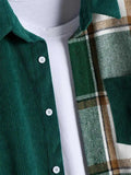 Nukty Shirt for Men Two Tone Spliced Plaid Long Sleeves Blouse Fall Spring Streetwear Shirts Casual Unisex Shacket Tops Z5036870