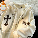 Nukty American Style Trendy Brand Embroidered Sport Jacket Oversize Couple Top Cardigan Hooded Sweatshirt Men Spring Autumn Casual Loo