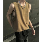 Nukty Men O-Neck Sleeveless Vertical Stripe TShirts Summer Loose Casual Tank Tops Man Fashion Oversized Singlets Male Clothing