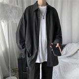 Nukty Korean Fashion Ice Silk Shirts for Men Spring Summer Solid Color Long Sleeve Casual Loose Comfortable Button Up Shirt 5XL-M