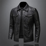 Nukty Men Luxury Black Faux Leather Jackets Men Zipper PU Coat Turn Down Collar Multi-pocket Slim Fit Clothing Man Plus Size 5XL-M