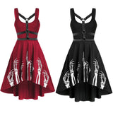 Nukty Gothic Black Dress Sexy Skirt For Women Halloween Costumes Horrible Christmas Carnival Easter Terrible Skull Bones Clothing Red