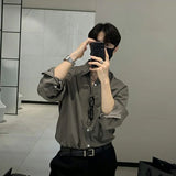 Nukty Autumn Clothing Men's Light Luxury Korean Popular Shirt Leisure Long Sleeve Button-down Premium Solid Color Business Basic Shirt