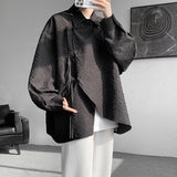 Nukty Men's Luxury Chic Texture Shirt Vintage Casual Drapped Solid Color Button-down Long Sleeve Shirts for Men All-match Clothing