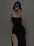 Nukty DRESS TO IMPRESS Coquette Elegant Party Dress Women Mall Goth Vintage Aesthetic Fairycore Grunge Backless Lace-up High Waist Halter Dress