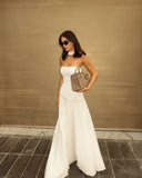 Nukty Women Elegant Solid With Scarf Maxi Dress Sexy Backless Sleeveless Slim Fits Long Robes New Evening Party Club Dresses