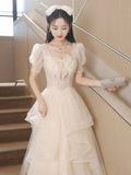 Nukty DRESS TO IMPRESS Champagne Evening New Light Luxury High-end Birthday Adult Ceremony Princess Dress for Women