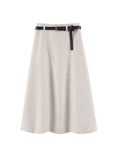 Nukty Vintage Thicken Woolen Skirts for Women Autumn Winter New Solid Color Casual High Waist A-line Women's Skirts