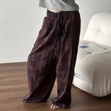 Nukty Men Plaid Pants Elastic Waist Loose Joggers Casual Straight Trousers Men Streetwear 2024 Fashion Male Long Pants S-5XL