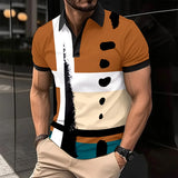 Nukty 2024 Summer Best-Selling Men's Polo Shirt Lapel Printed Men's Clothing Stripes Polo Shirt Casual Sports Men's Shirt