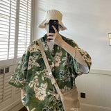 Nukty Shirts Men Retro Handsome Hawaiian Stylish Breathable Baggy Casual  Hip Hop Streetwear Popular Summer Рубашки Clothing