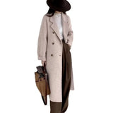 Nukty Long Woolen Jacket Solid Color Double Row Buttoned Overcoat For Autumn/winter New Style Collar Thickened For Cold Weather