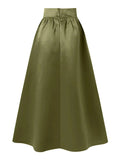 Nukty Women Autumn Satin Skirt New A-line Floor Length Solid Color High Waist Dress Elegant Vintage Casual Oversized Long Robe