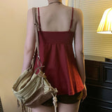 Nukty Cute Coquette Bandage Bow Tees Women Summer Casual Fashion Loose A-line Camis Vintage y2k Crop Top Retro Aesthetic Vest