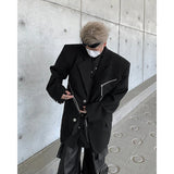 Nukty Oversized Black Blazer Men High-end Fashion Leisure Suit Jackets Multi-zippers Male Streetwear Casual Korean All-match Suit
