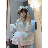 Nukty DRESS TO IMPRESS Autumn Lolita Kawaii Bow Dress Women Japanese Sweet Princess Dress Female Korean Fashion Print Cute Party Mini Dress New